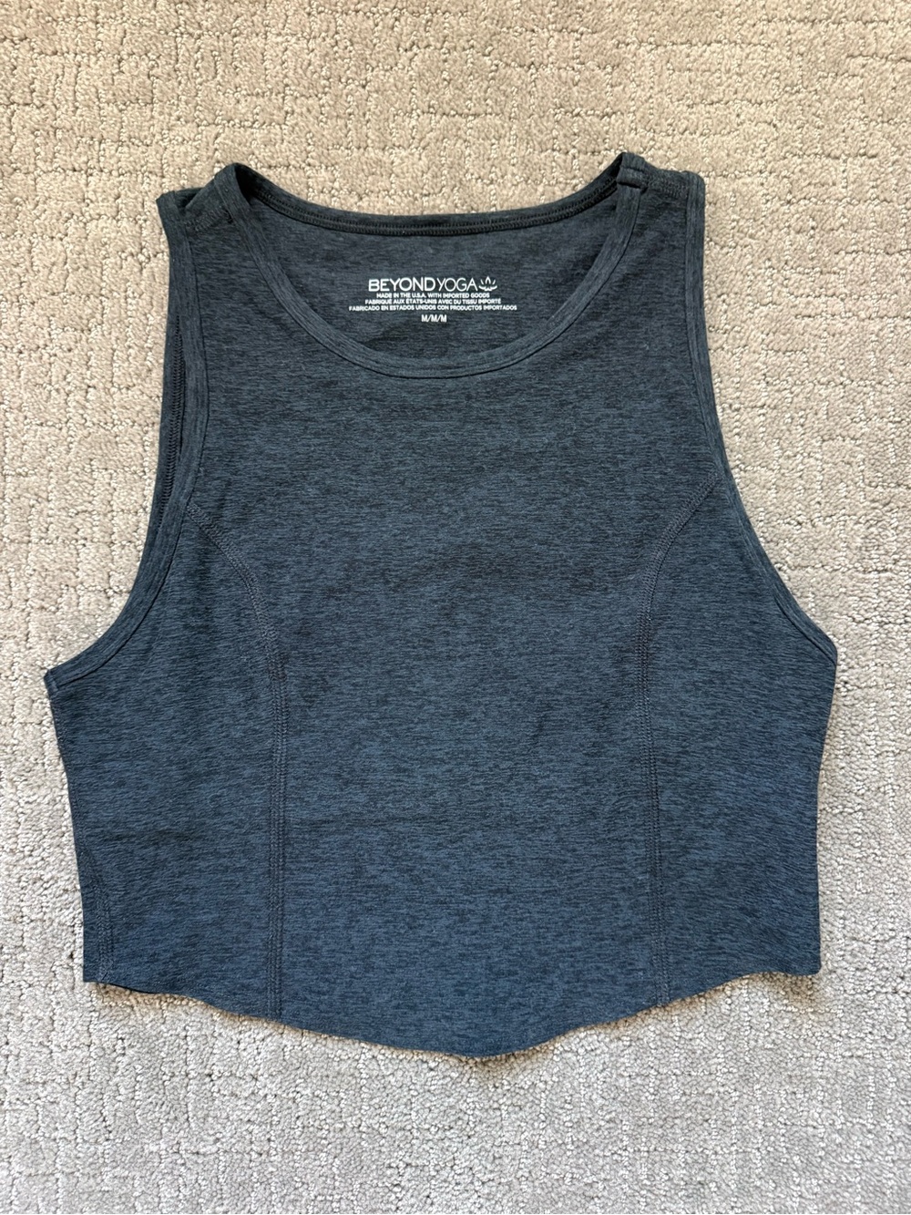 EUC Beyond Yoga Spacedye Motivate Cropped Tank, Sz M - Darkest Night